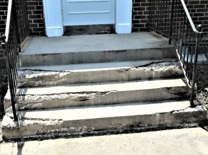 Crumbled Concrete Steps Before FlexKrete