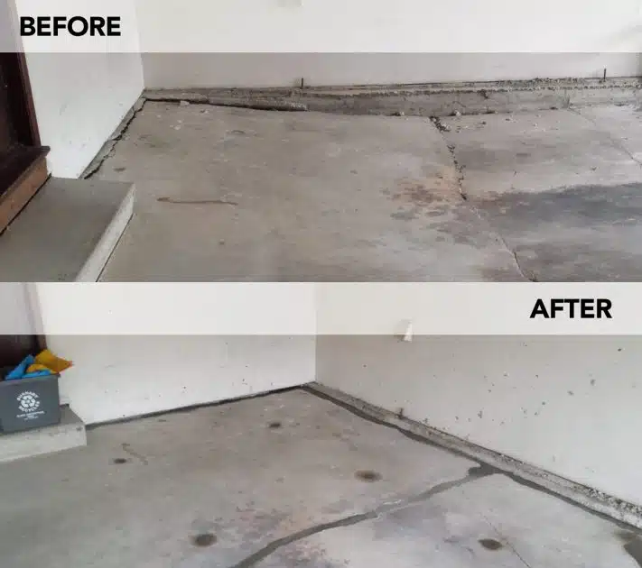 Sinking Garage Approach Repair - Concrete Lifted and Leveled By FoamWorks of Dallas, TX - Garage Concrete Leveling - Garage Concrete Raising