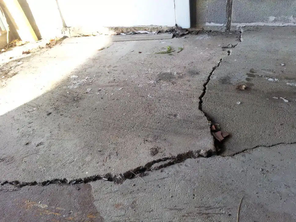 Sinking Garage Approach Repair - Concrete Lifted and Leveled By FoamWorks of Dallas, TX - Garage Concrete Leveling - Garage Concrete Raising